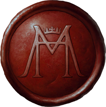 Wax sigil with the letters 'MH'